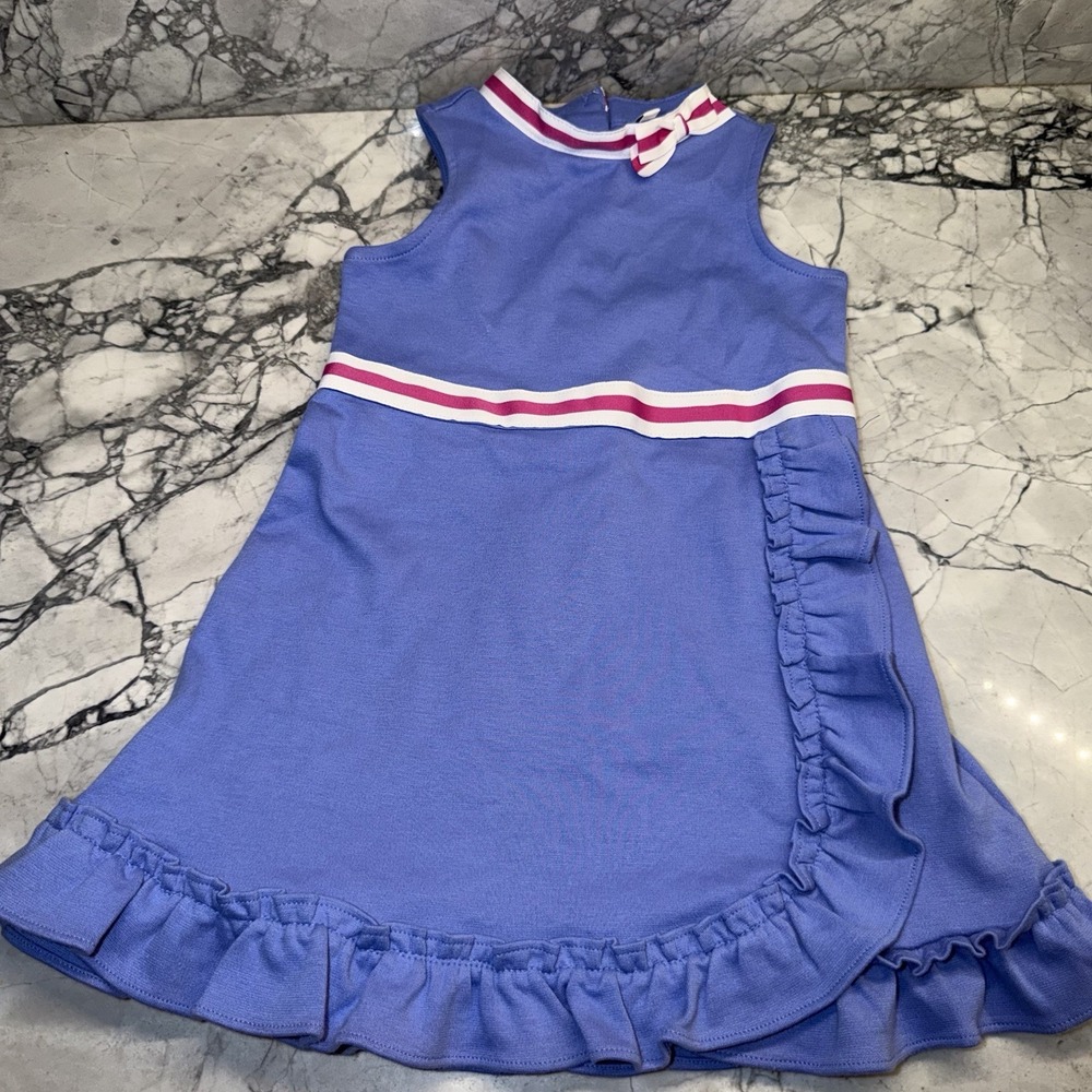 Janie And Jack Girls Size 2Y Blue Periwinkle Ruffle Sleeveless Dress